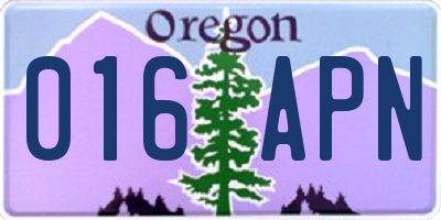 OR license plate 016APN
