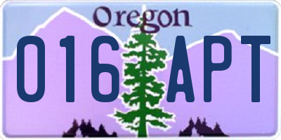 OR license plate 016APT