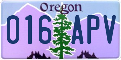 OR license plate 016APV