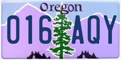 OR license plate 016AQY