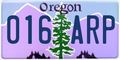 OR license plate 016ARP