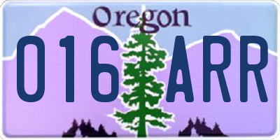 OR license plate 016ARR