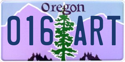 OR license plate 016ART
