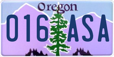 OR license plate 016ASA