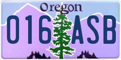 OR license plate 016ASB