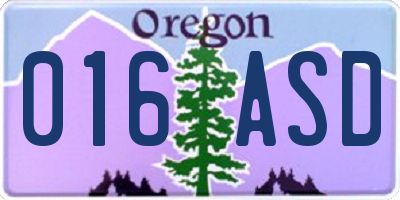 OR license plate 016ASD