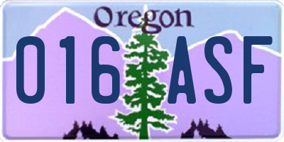 OR license plate 016ASF