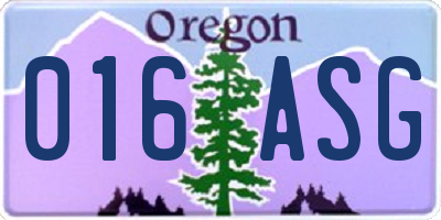 OR license plate 016ASG