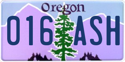 OR license plate 016ASH