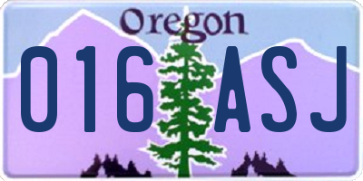 OR license plate 016ASJ