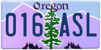 OR license plate 016ASL