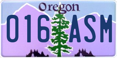 OR license plate 016ASM