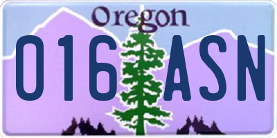 OR license plate 016ASN