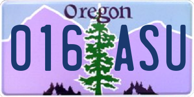 OR license plate 016ASU