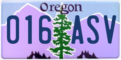 OR license plate 016ASV