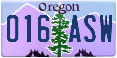 OR license plate 016ASW