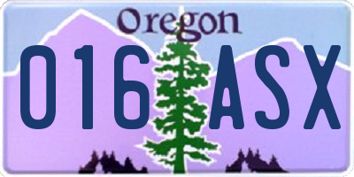 OR license plate 016ASX
