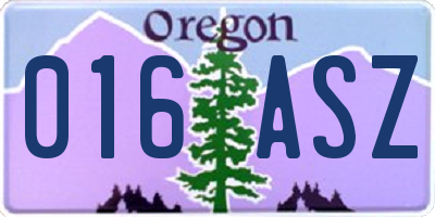 OR license plate 016ASZ