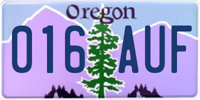 OR license plate 016AUF