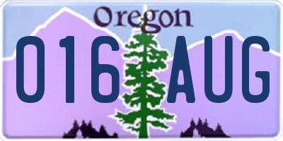 OR license plate 016AUG