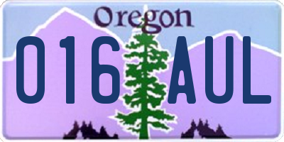 OR license plate 016AUL