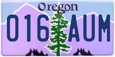 OR license plate 016AUM