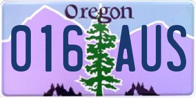 OR license plate 016AUS