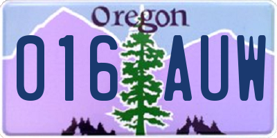 OR license plate 016AUW