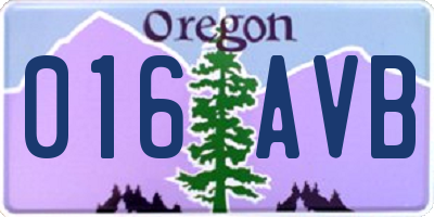 OR license plate 016AVB