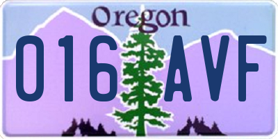 OR license plate 016AVF