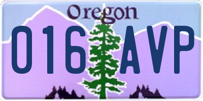 OR license plate 016AVP