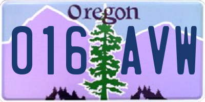 OR license plate 016AVW