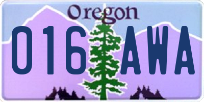 OR license plate 016AWA