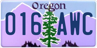 OR license plate 016AWC