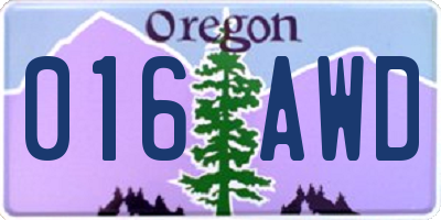 OR license plate 016AWD