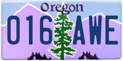 OR license plate 016AWE