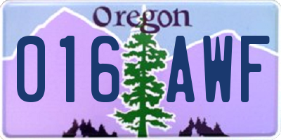 OR license plate 016AWF