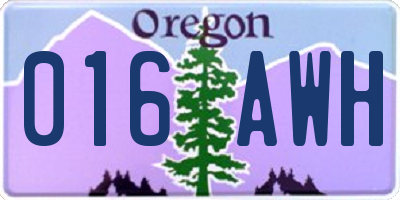 OR license plate 016AWH