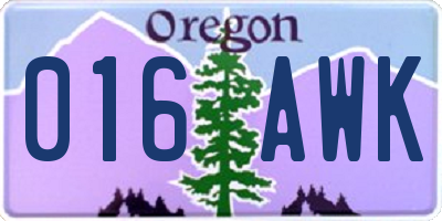 OR license plate 016AWK