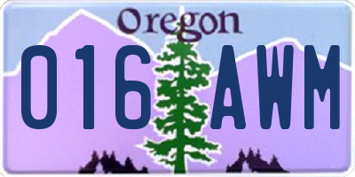 OR license plate 016AWM