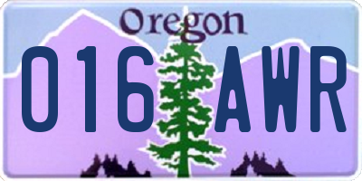 OR license plate 016AWR