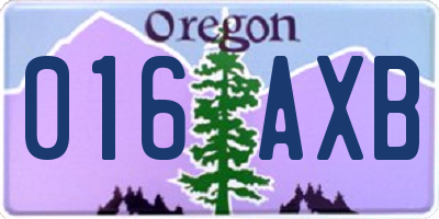 OR license plate 016AXB