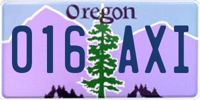 OR license plate 016AXI
