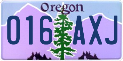OR license plate 016AXJ