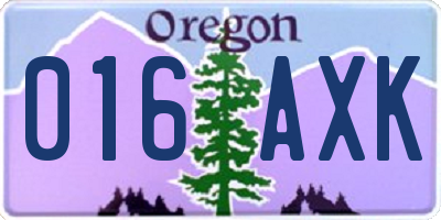 OR license plate 016AXK