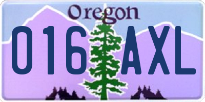 OR license plate 016AXL