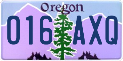 OR license plate 016AXQ