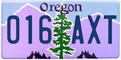 OR license plate 016AXT