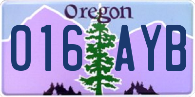 OR license plate 016AYB