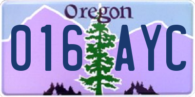 OR license plate 016AYC